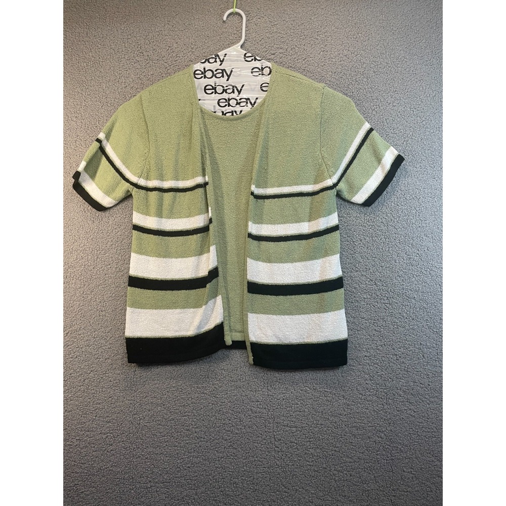White Stag Plus Green‎ Stripe One Piece Cami Sweater Short Sleeve, Size 14w/16w